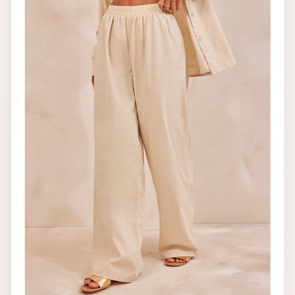 PrettyLittleThing Pants - PrettyLittleThing linen blend wide leg pant.